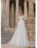 Long Sleeves Beaded Ivory Lace Tulle Shiny Wedding Dress